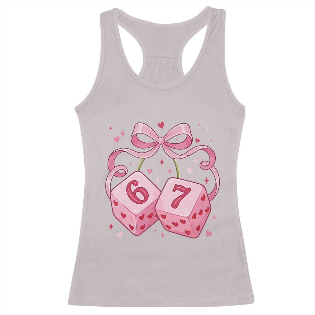 Funny 67 Dice Valentines Day Six Seven Meme Coquette Racerback Tank Top TS11 Ice Gray Print Your Wear