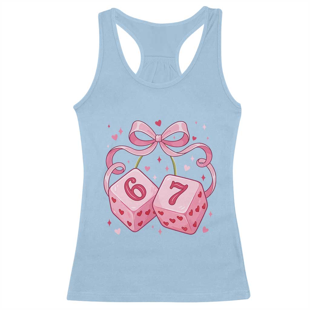 Funny 67 Dice Valentines Day Six Seven Meme Coquette Racerback Tank Top TS11 Light Blue Print Your Wear