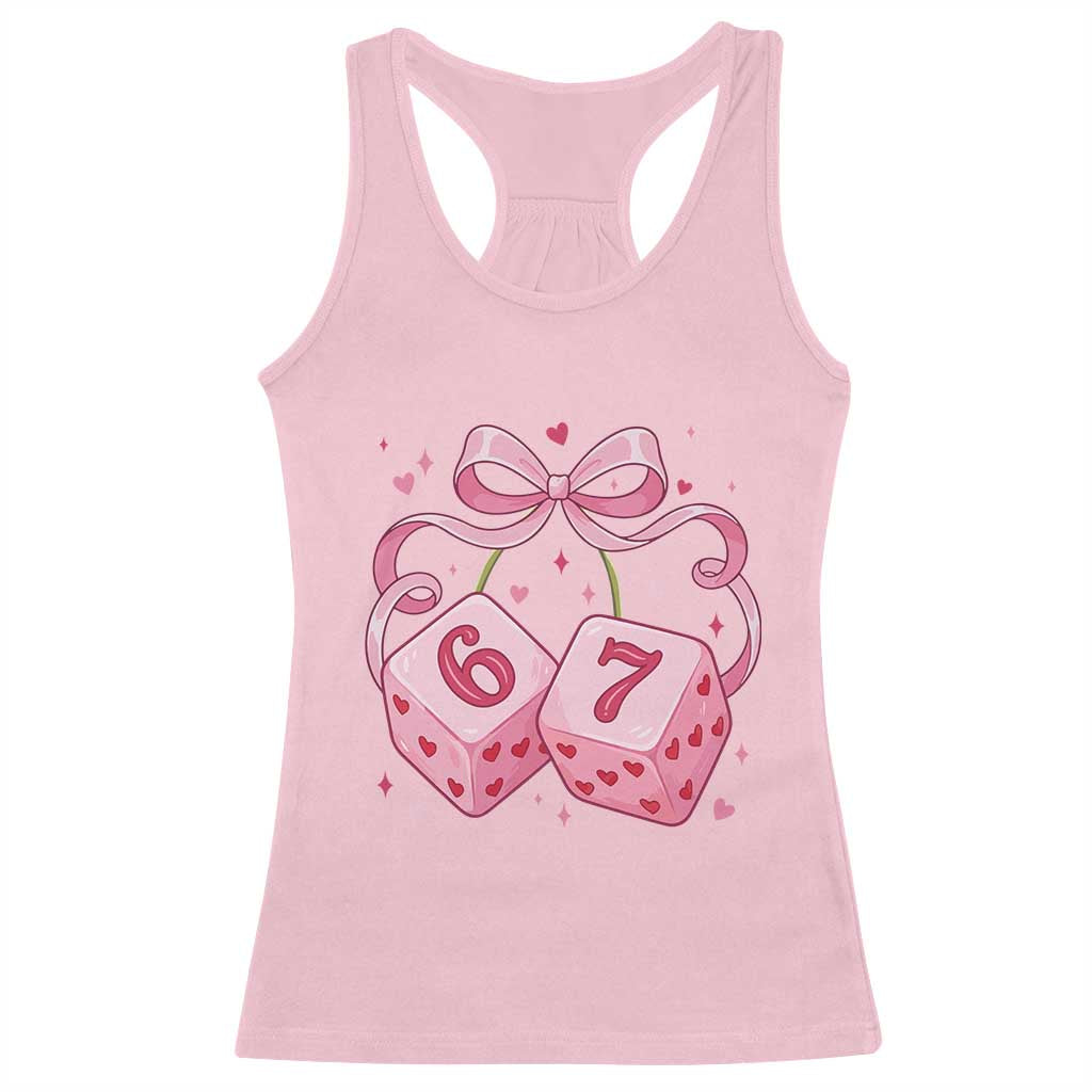 Funny 67 Dice Valentines Day Six Seven Meme Coquette Racerback Tank Top TS11 Light Pink Print Your Wear