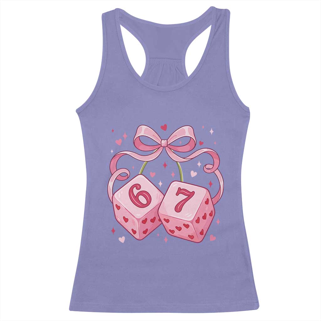 Funny 67 Dice Valentines Day Six Seven Meme Coquette Racerback Tank Top TS11 Violet Print Your Wear