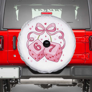 Funny 67 Dice Valentines Day Six Seven Meme Coquette Spare Tire Cover TS11 White Print Your Wear