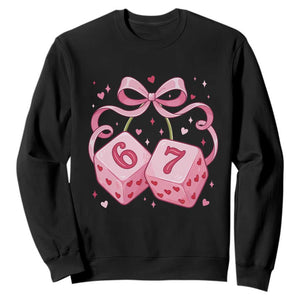 Funny 67 Dice Valentines Day Six Seven Meme Coquette Sweatshirt TS11 Black Print Your Wear