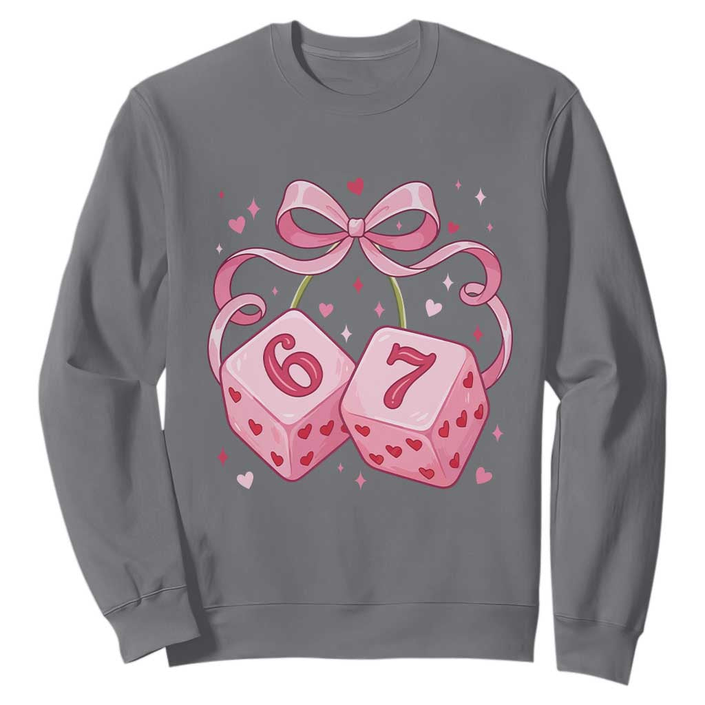 Funny 67 Dice Valentines Day Six Seven Meme Coquette Sweatshirt TS11 Charcoal Print Your Wear