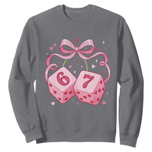 Funny 67 Dice Valentines Day Six Seven Meme Coquette Sweatshirt TS11 Charcoal Print Your Wear