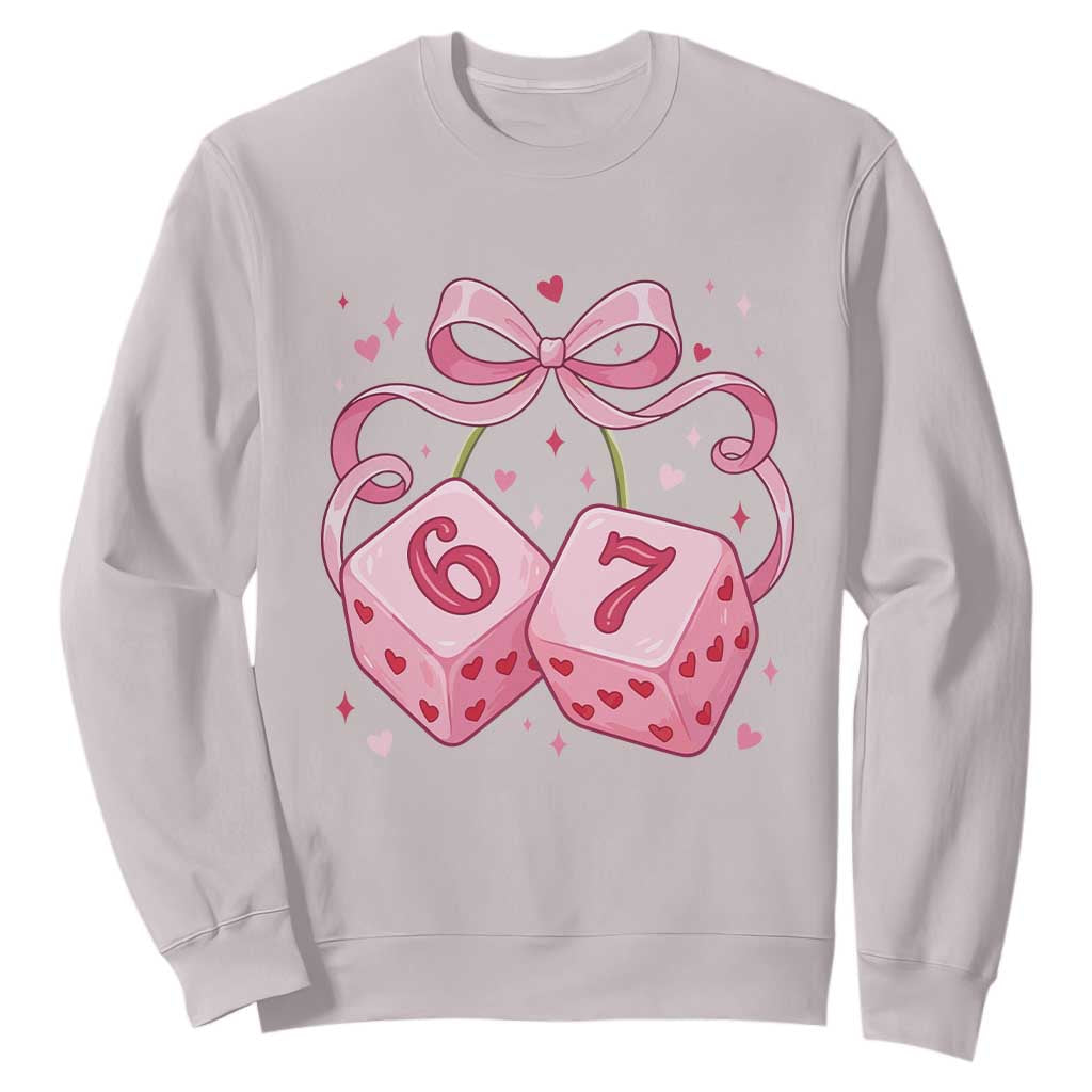 Funny 67 Dice Valentines Day Six Seven Meme Coquette Sweatshirt TS11 Ice Gray Print Your Wear