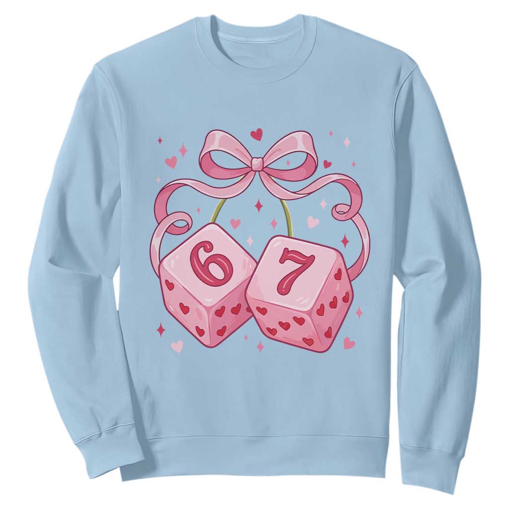 Funny 67 Dice Valentines Day Six Seven Meme Coquette Sweatshirt TS11 Light Blue Print Your Wear