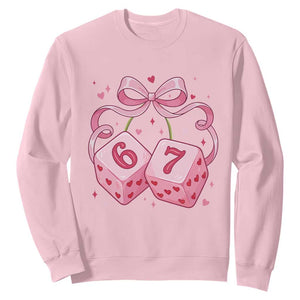 Funny 67 Dice Valentines Day Six Seven Meme Coquette Sweatshirt TS11 Light Pink Print Your Wear