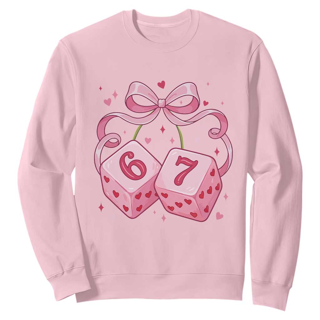 Funny 67 Dice Valentines Day Six Seven Meme Coquette Sweatshirt TS11 Light Pink Print Your Wear