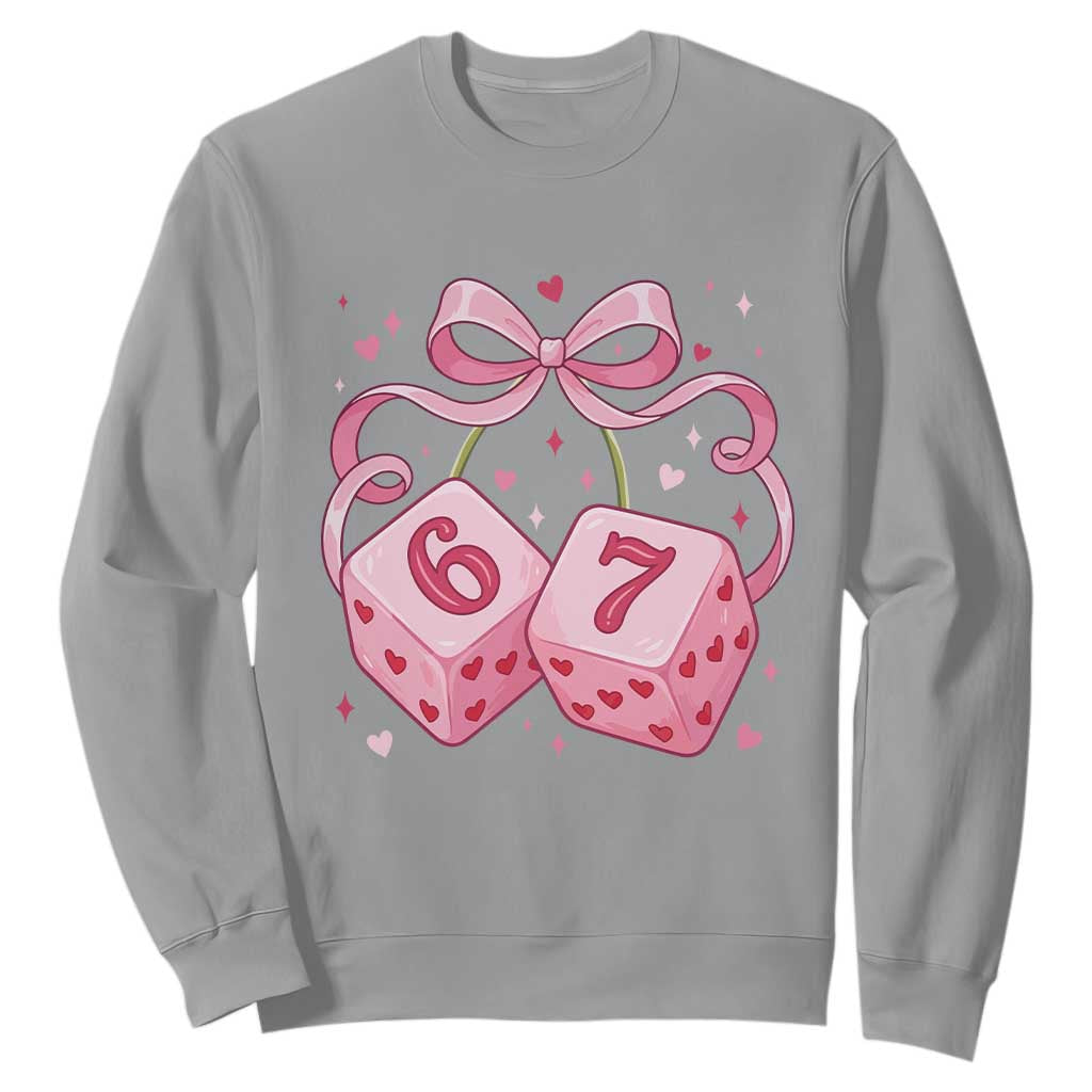 Funny 67 Dice Valentines Day Six Seven Meme Coquette Sweatshirt TS11 Sport Gray Print Your Wear