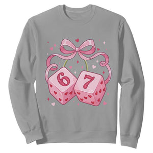 Funny 67 Dice Valentines Day Six Seven Meme Coquette Sweatshirt TS11 Sport Gray Print Your Wear
