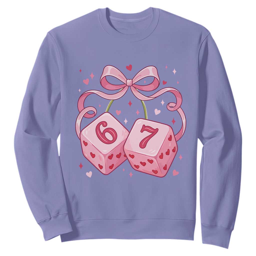 Funny 67 Dice Valentines Day Six Seven Meme Coquette Sweatshirt TS11 Violet Print Your Wear