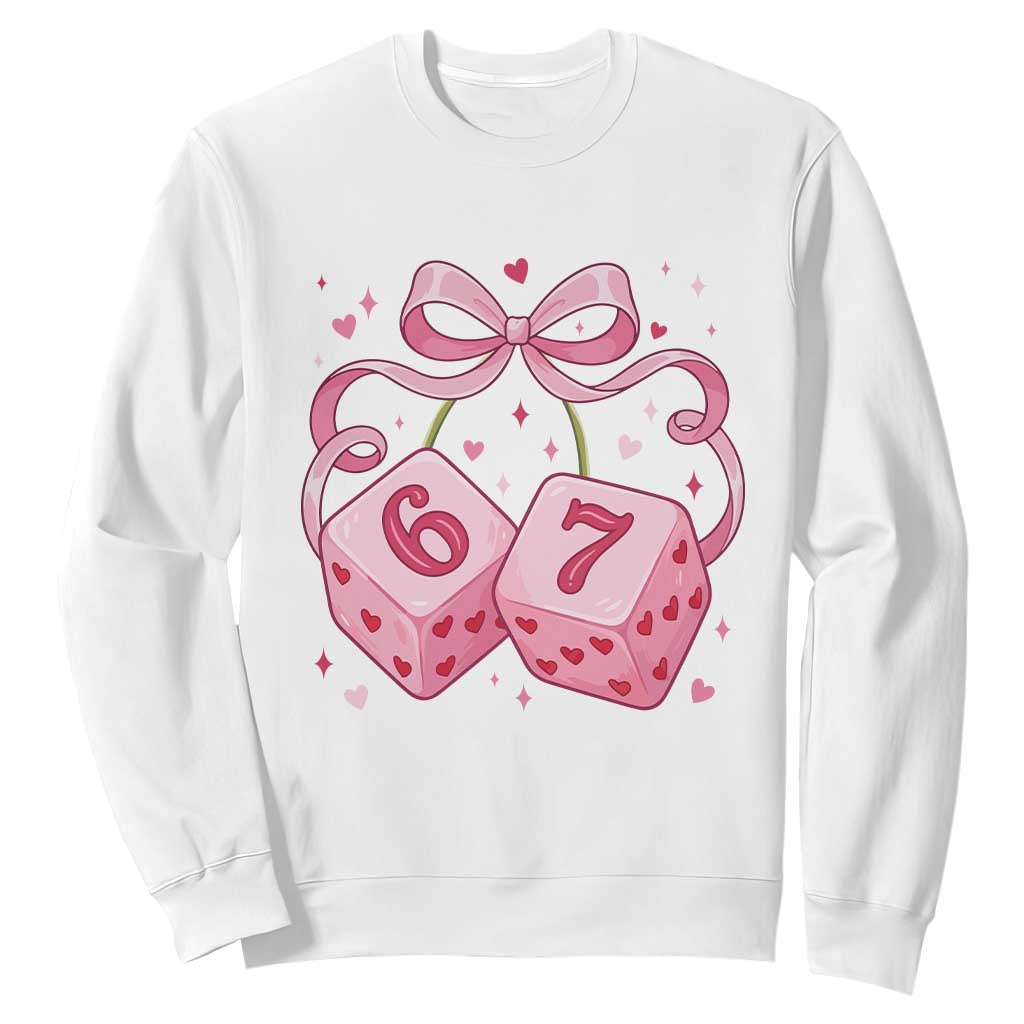 Funny 67 Dice Valentines Day Six Seven Meme Coquette Sweatshirt TS11 White Print Your Wear
