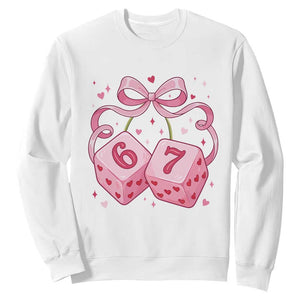 Funny 67 Dice Valentines Day Six Seven Meme Coquette Sweatshirt TS11 White Print Your Wear