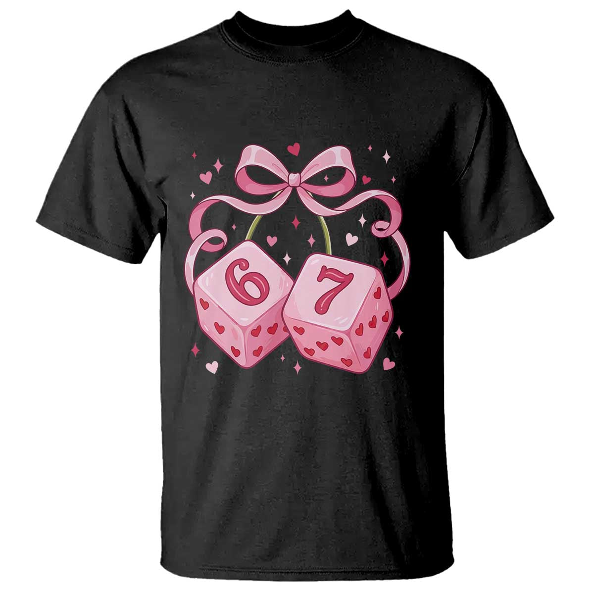 Funny 67 Dice Valentines Day Six Seven Meme Coquette T Shirt TS11 Black Print Your Wear
