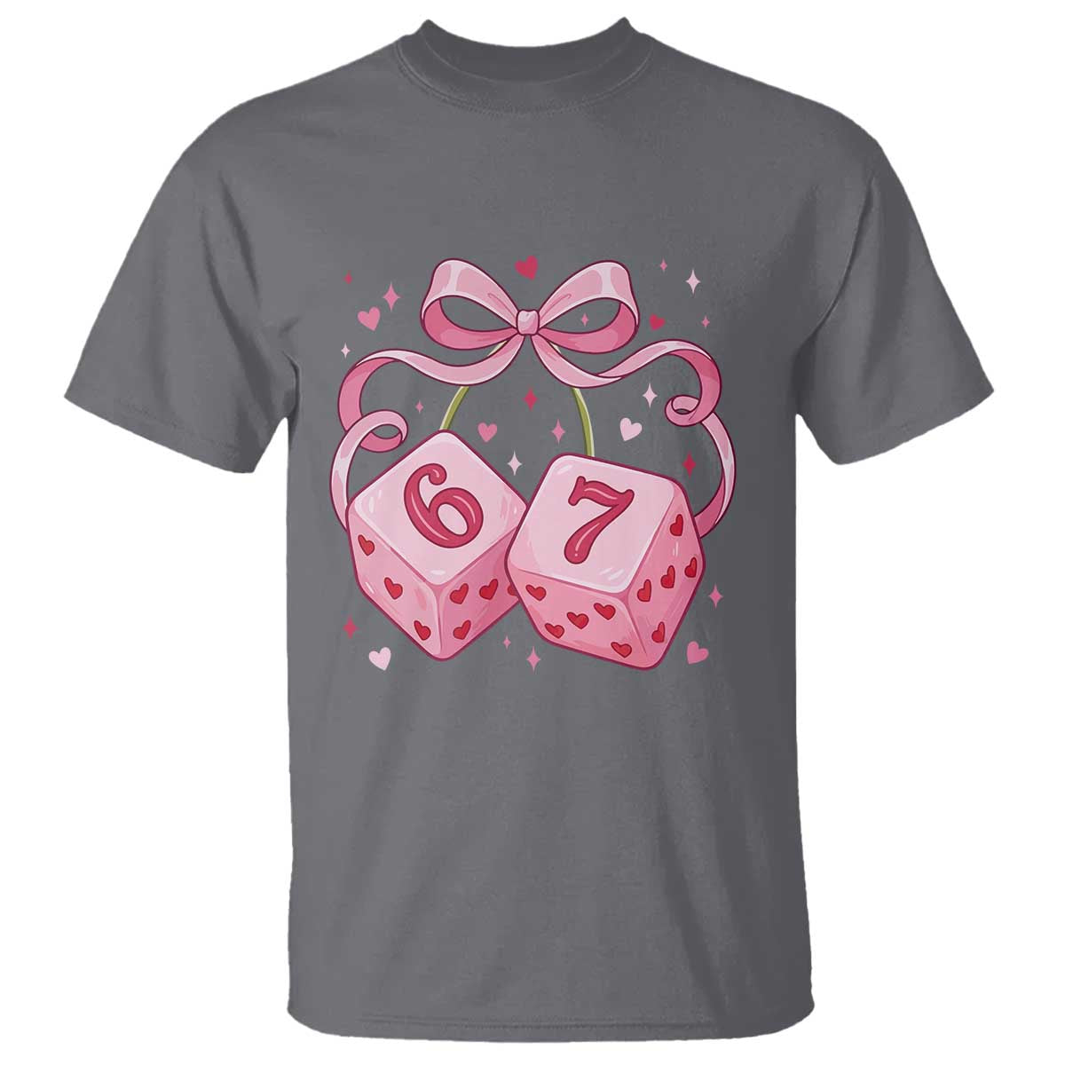 Funny 67 Dice Valentines Day Six Seven Meme Coquette T Shirt TS11 Charcoal Print Your Wear