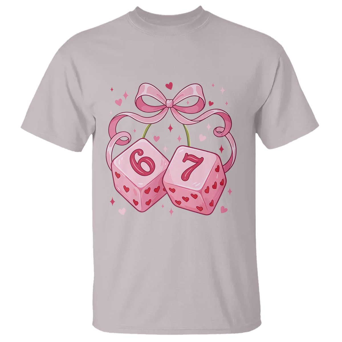 Funny 67 Dice Valentines Day Six Seven Meme Coquette T Shirt TS11 Ice Gray Print Your Wear