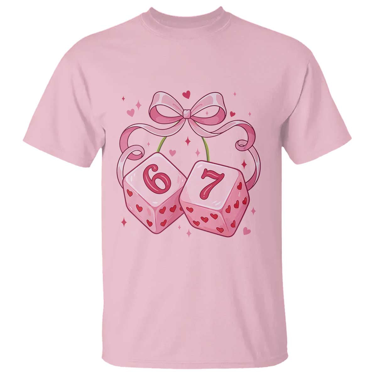 Funny 67 Dice Valentines Day Six Seven Meme Coquette T Shirt TS11 Light Pink Print Your Wear