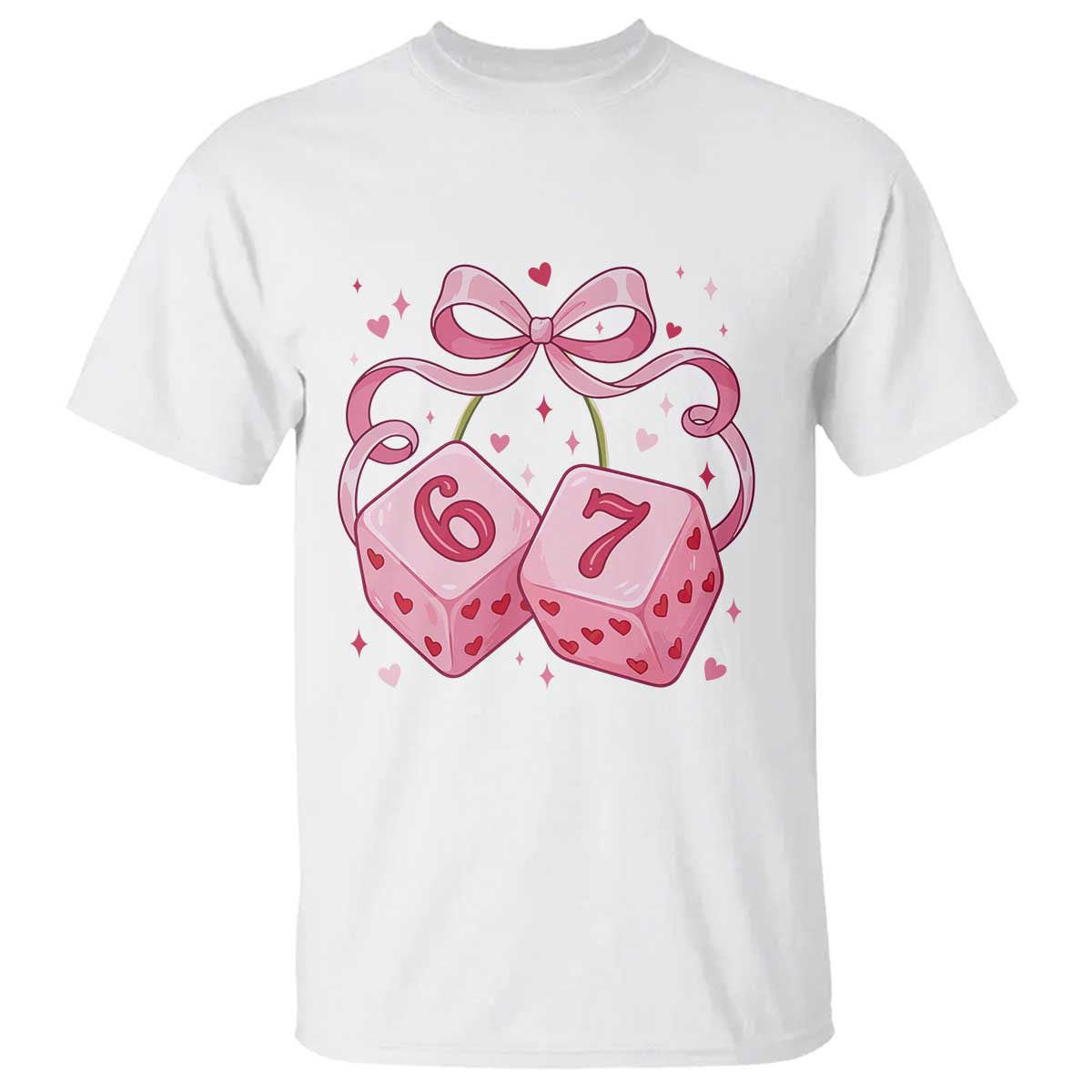 Funny 67 Dice Valentines Day Six Seven Meme Coquette T Shirt TS11 White Print Your Wear