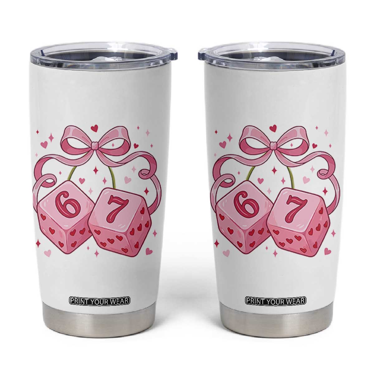 Funny 67 Dice Valentines Day Six Seven Meme Coquette Tumbler Cup TS11 White Print Your Wear