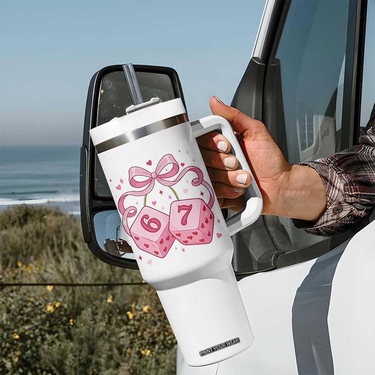 Funny 67 Dice Valentines Day Six Seven Meme Coquette Tumbler With Handle TS11 Print Your Wear