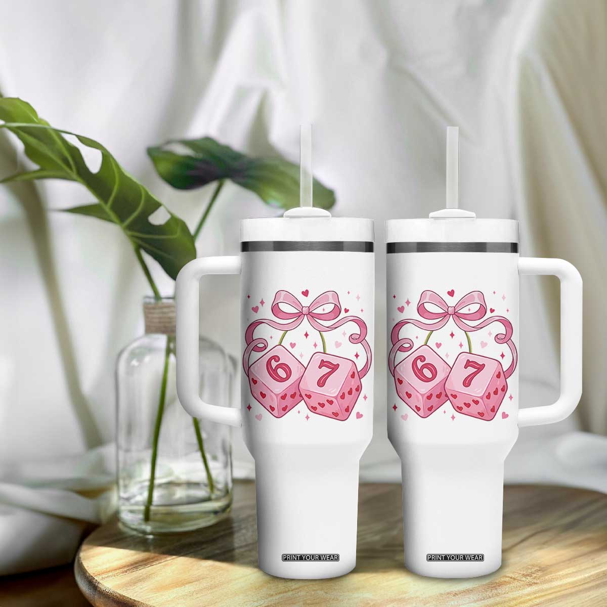 Funny 67 Dice Valentines Day Six Seven Meme Coquette Tumbler With Handle TS11 Print Your Wear