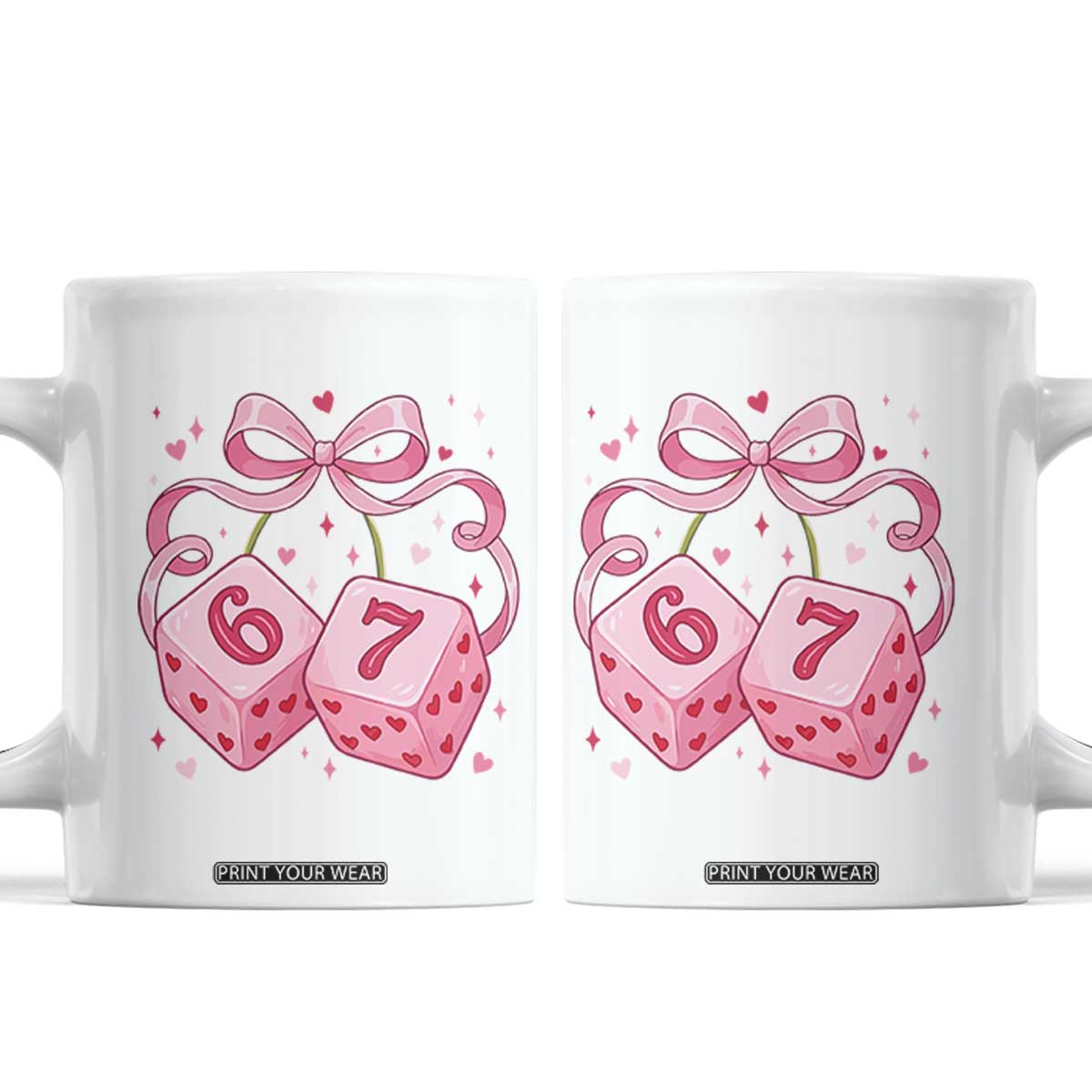 Funny 67 Dice Valentines Day Six Seven Meme Coquette Coffee Mug TS11 White Print Your Wear