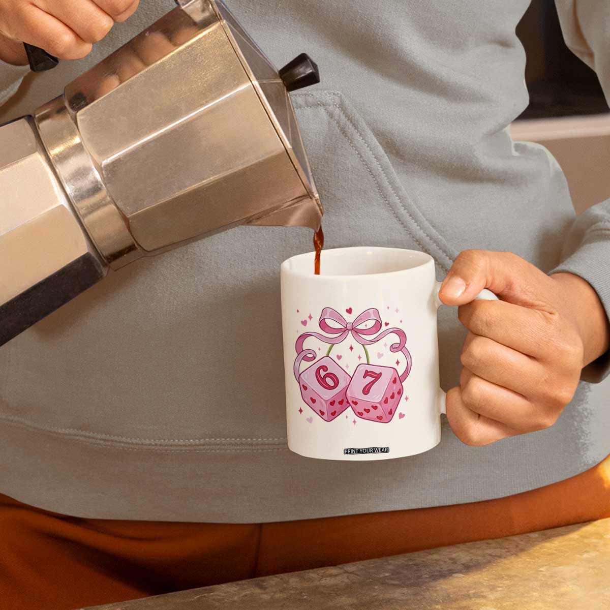 Funny 67 Dice Valentines Day Six Seven Meme Coquette Coffee Mug TS11 Print Your Wear