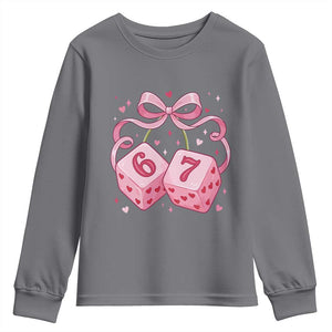 Funny 67 Dice Valentines Day Six Seven Meme Coquette Youth Sweatshirt TS11 Charcoal Print Your Wear