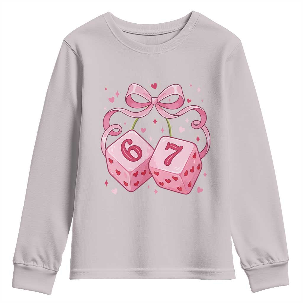 Funny 67 Dice Valentines Day Six Seven Meme Coquette Youth Sweatshirt TS11 Ice Gray Print Your Wear