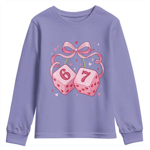 Funny 67 Dice Valentines Day Six Seven Meme Coquette Youth Sweatshirt TS11 Violet Print Your Wear