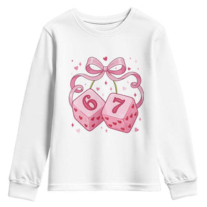 Funny 67 Dice Valentines Day Six Seven Meme Coquette Youth Sweatshirt TS11 White Print Your Wear