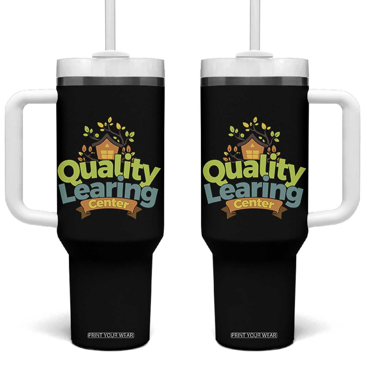 Funny Day Care Tumbler With Handle Minnesota Learing Center Learning School Quote TS11 One Size: 40 oz Black Print Your Wear