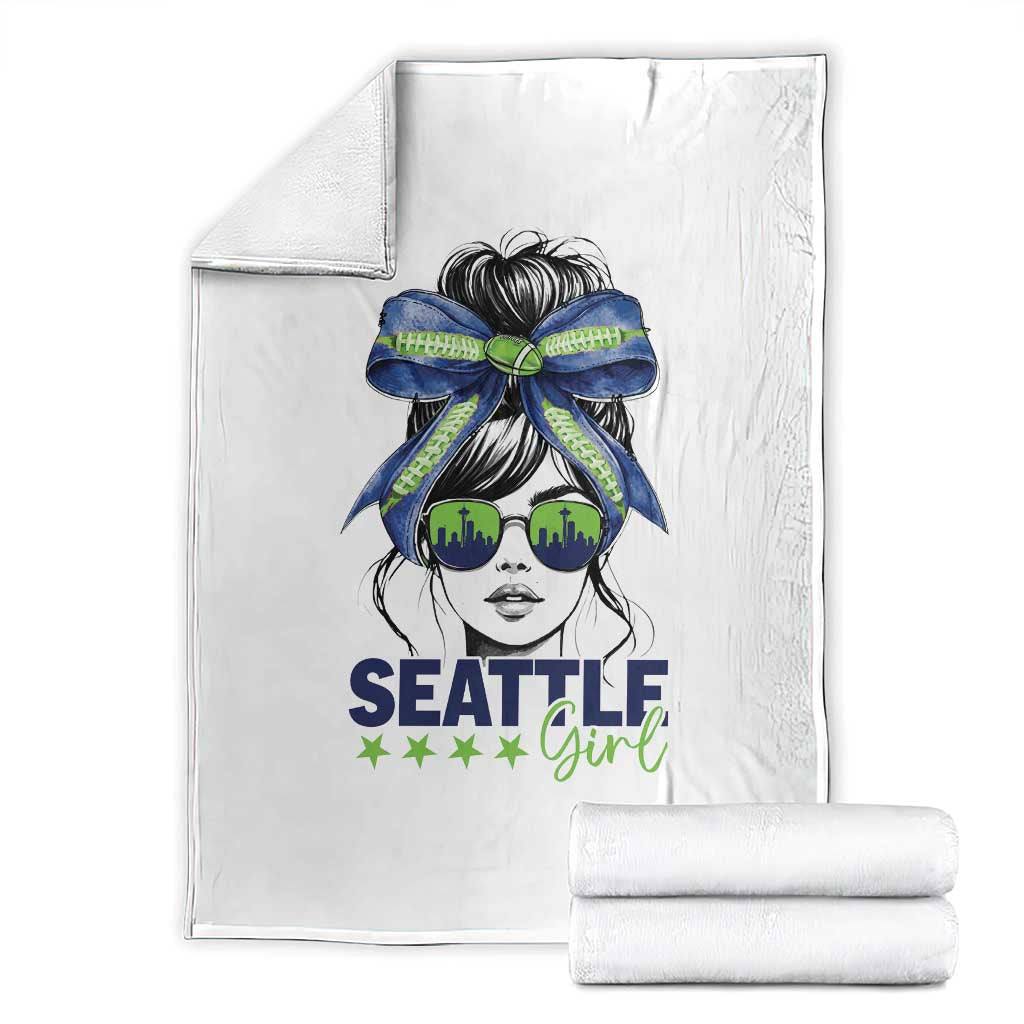 Seattle Girl Throw Blanket Funny Sport Fan Game Day Messy Bun TS11 White Print Your Wear