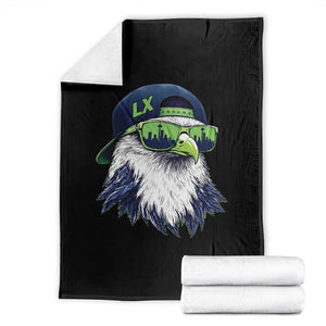 Vintage Hawk Graphic LX Cap Seattle Skyline Game Day Throw Blanket TS11 Black Print Your Wear