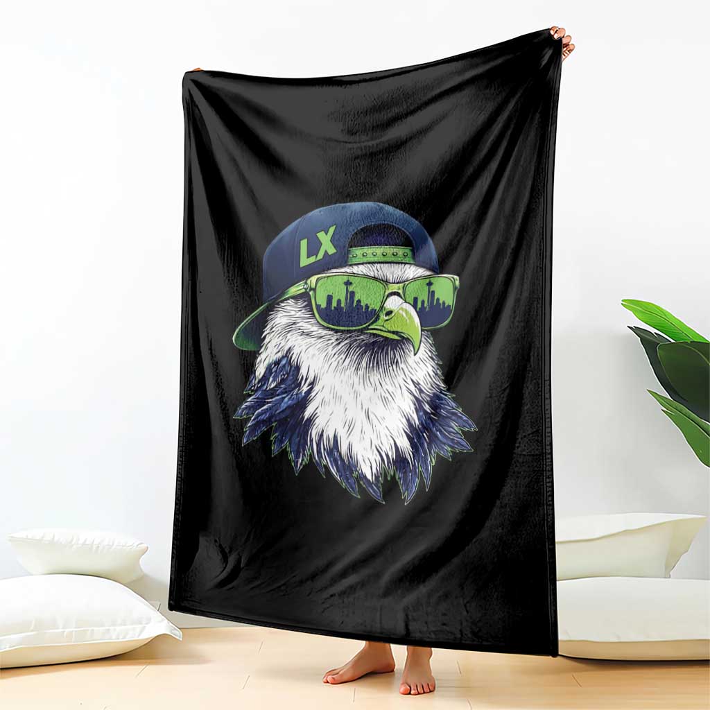 Vintage Hawk Graphic LX Cap Seattle Skyline Game Day Throw Blanket TS11 Print Your Wear