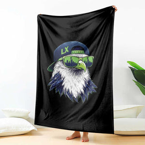 Vintage Hawk Graphic LX Cap Seattle Skyline Game Day Throw Blanket TS11 Print Your Wear