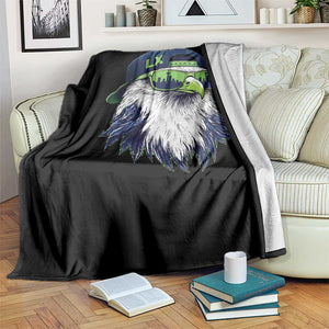 Vintage Hawk Graphic LX Cap Seattle Skyline Game Day Throw Blanket TS11 Print Your Wear