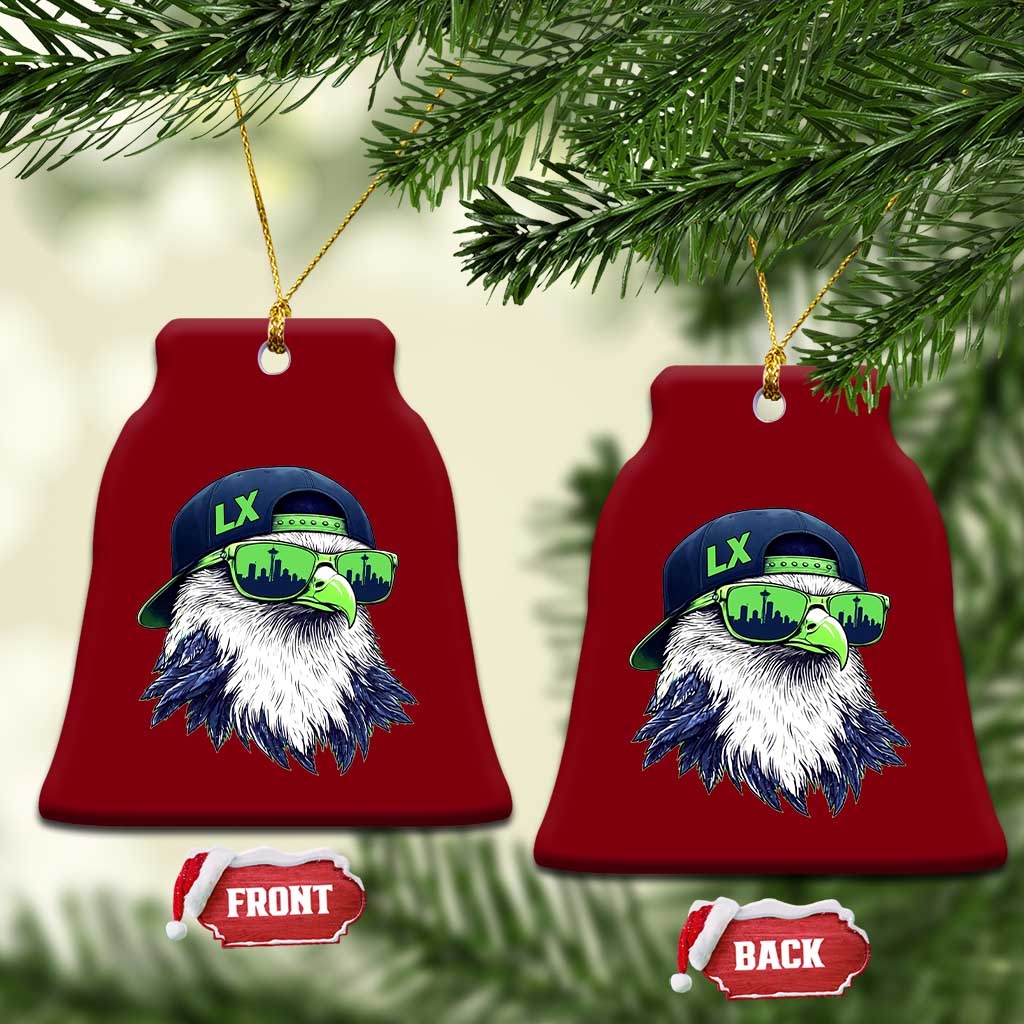 Vintage Hawk Graphic LX Cap Seattle Skyline Game Day Ceramic Ornament TS11 Print Your Wear
