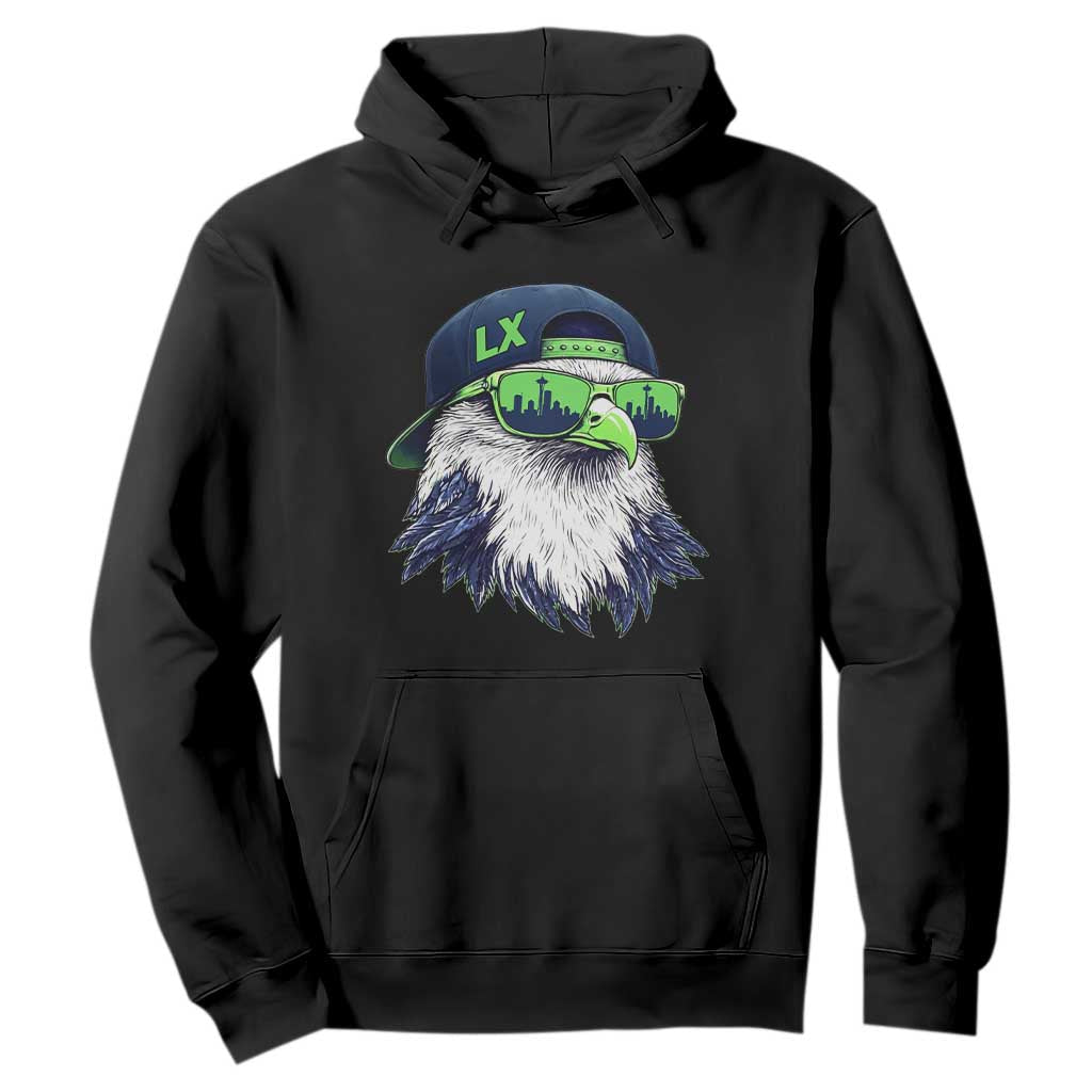 Vintage Hawk Graphic LX Cap Seattle Skyline Game Day Hoodie TS11 Black Print Your Wear