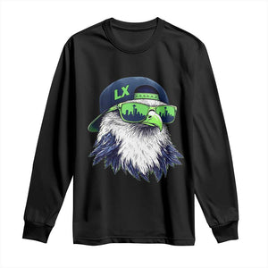 Vintage Hawk Graphic LX Cap Seattle Skyline Game Day Long Sleeve Shirt TS11 Black Print Your Wear