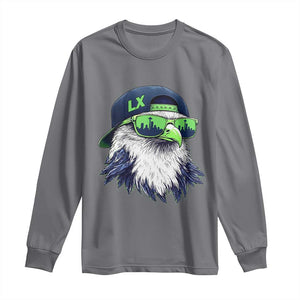 Vintage Hawk Graphic LX Cap Seattle Skyline Game Day Long Sleeve Shirt TS11 Charcoal Print Your Wear