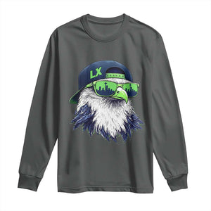 Vintage Hawk Graphic LX Cap Seattle Skyline Game Day Long Sleeve Shirt TS11 Dark Heather Print Your Wear