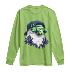 Vintage Hawk Graphic LX Cap Seattle Skyline Game Day Long Sleeve Shirt TS11 Lime Print Your Wear