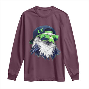 Vintage Hawk Graphic LX Cap Seattle Skyline Game Day Long Sleeve Shirt TS11 Maroon Print Your Wear