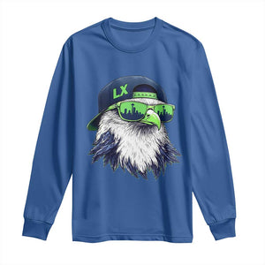 Vintage Hawk Graphic LX Cap Seattle Skyline Game Day Long Sleeve Shirt TS11 Royal Blue Print Your Wear