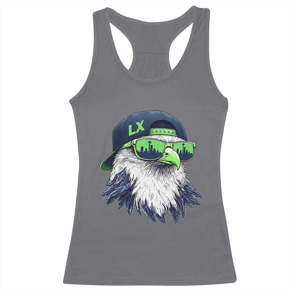 Vintage Hawk Graphic LX Cap Seattle Skyline Game Day Racerback Tank Top TS11 Charcoal Print Your Wear