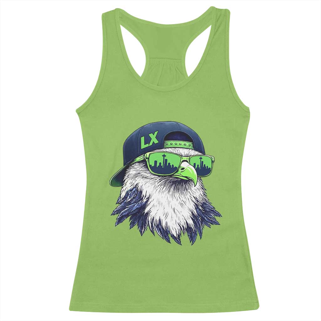 Vintage Hawk Graphic LX Cap Seattle Skyline Game Day Racerback Tank Top TS11 Lime Print Your Wear