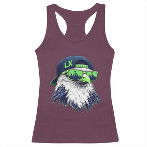 Vintage Hawk Graphic LX Cap Seattle Skyline Game Day Racerback Tank Top TS11 Maroon Print Your Wear