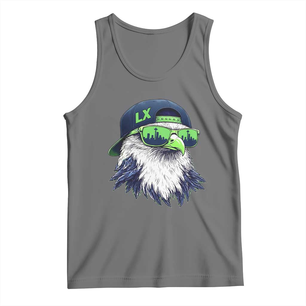 Vintage Hawk Graphic LX Cap Seattle Skyline Game Day Tank Top TS11 Black Heather Print Your Wear