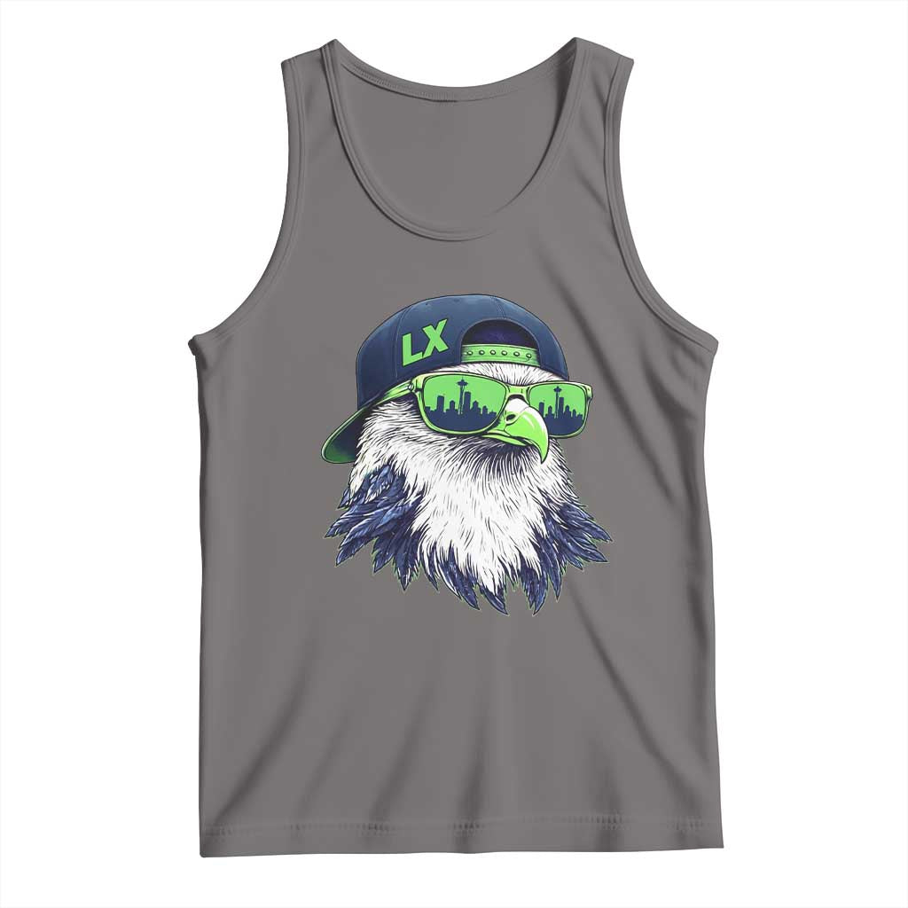 Vintage Hawk Graphic LX Cap Seattle Skyline Game Day Tank Top TS11 Deep Heather Print Your Wear